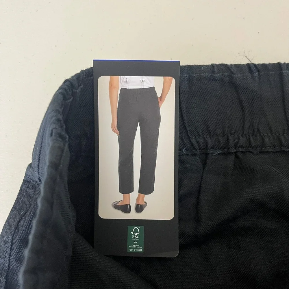 Banana Republic Womens Tapered Crop Pant Black Lyocell Linen Cotton Large NWT